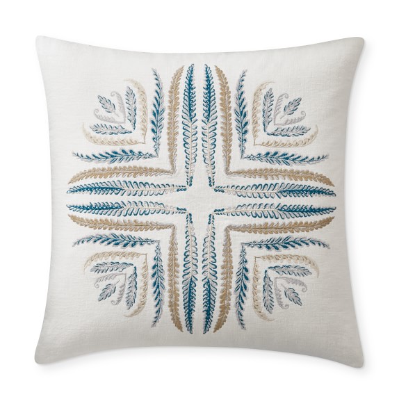 Osmund Embroidered Linen Pillow Cover, 22