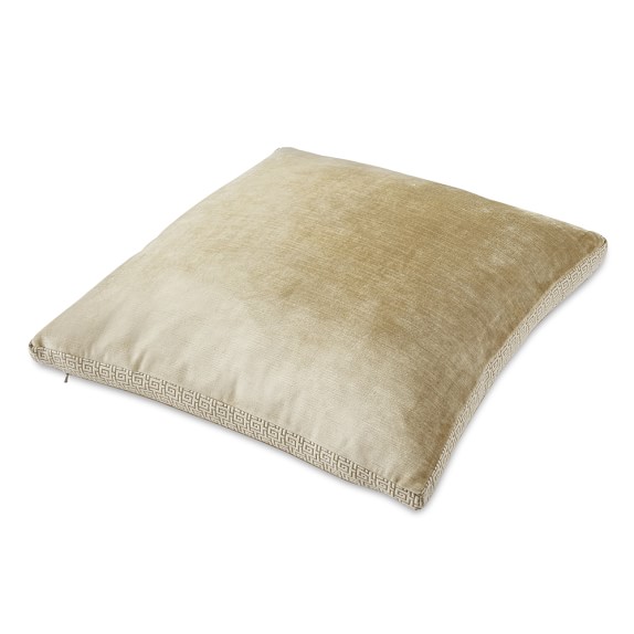 Velvet Pillow Cover with Greek Key Trim, 22