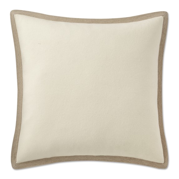 Cashmere Pillow Cover With Contrast Edge 20 X 20 Ivory Taupe