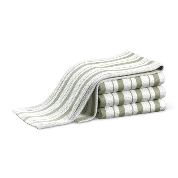 Williams Sonoma Stripe Tea Towels Set of 4 Sage Green Williams Sonoma