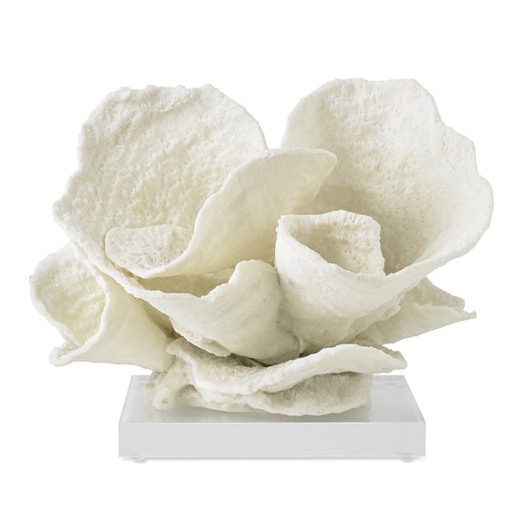 Oversize Coral on Stand, Blade, White