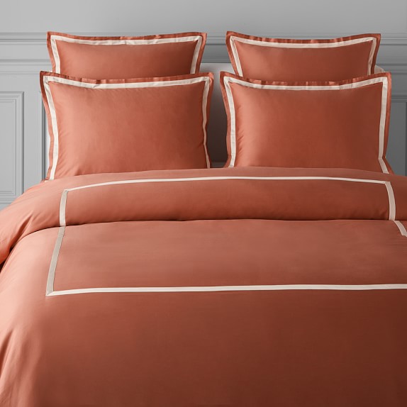 Framed Border Sateen Duvet Cover, Full/Queen, Flame