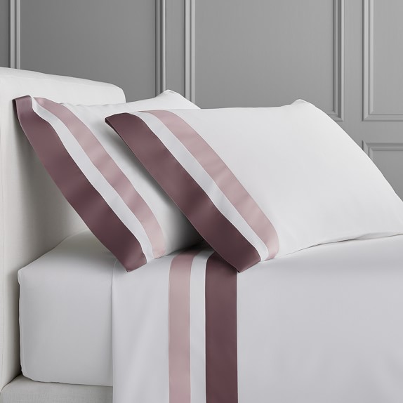 Italian Two Tone Border Sheet Set, Queen, Mauve