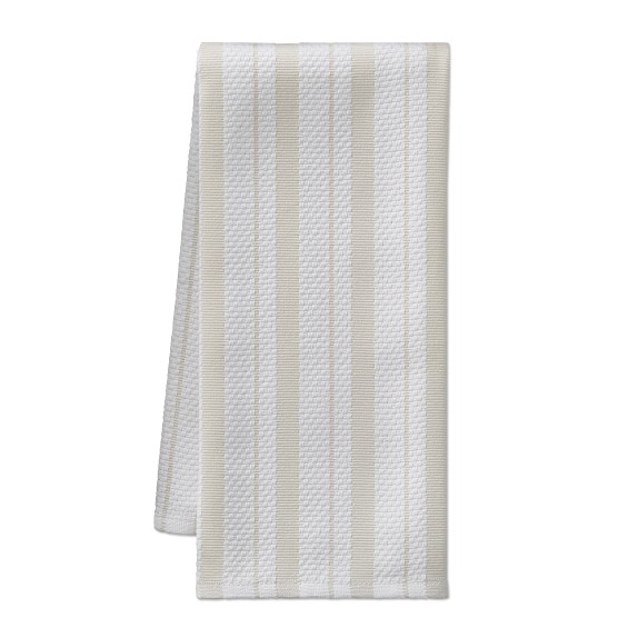 Williams Sonoma Classic Striped Tea Towels - Set of 4 - Oatmeal Tan ...