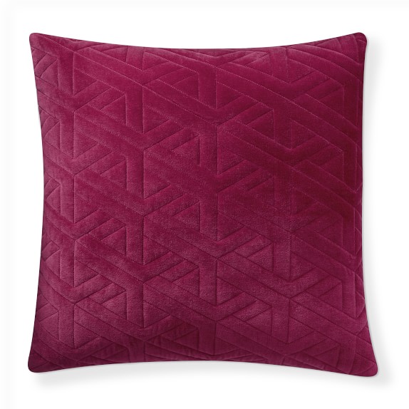 Trapeze Quilted Velvet Pillow Cover, 22