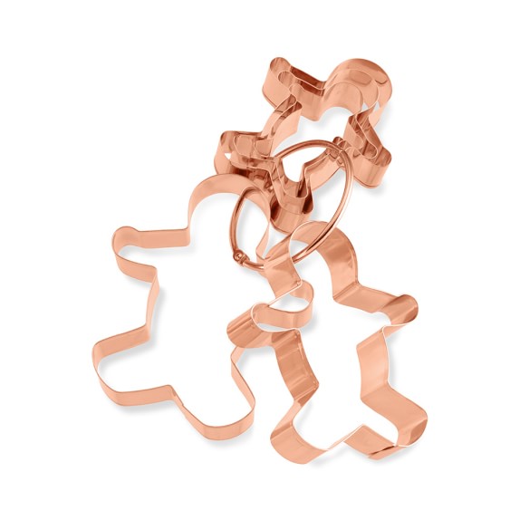 Gingerbread Man Copper Cookie Cutters, Set on Ring