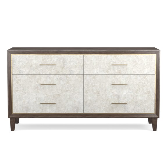Parchment 6 Drawer Dresser, Double, Walnut
