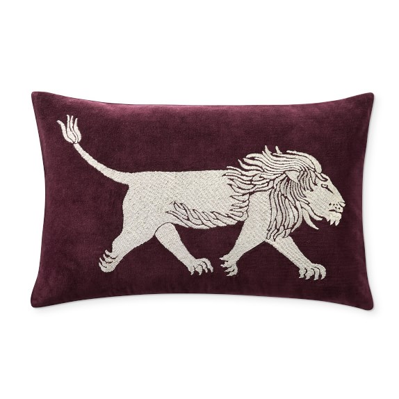 Lion Zardozi Velvet Pillow Cover, 14