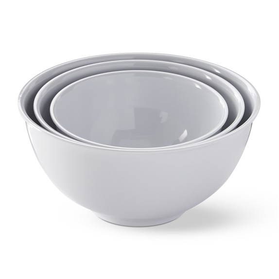 Melamine Mixing Bowls, Set of 3, White