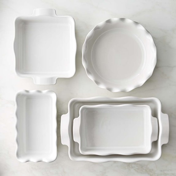 Emile Henry Ultimate 5-Piece Ruffled Bakeware Set, White