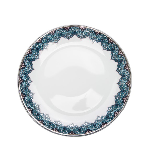 Dhara Rim Soup Plate, Peacock