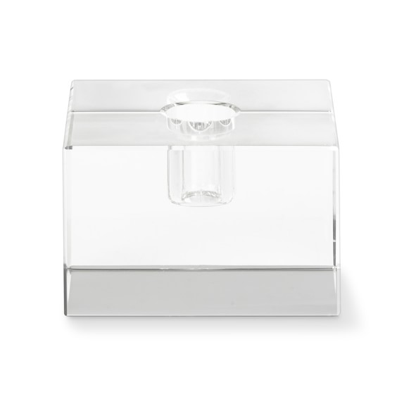 Crystal Block Taper Holder, Small, Clear