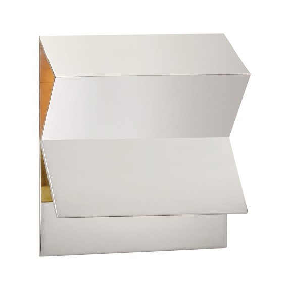 Esker Double Fold Sconce, Polished Nickel