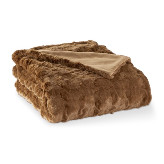 Textured Fox Faux Fur Throw, 50