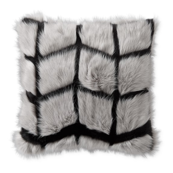 Chevron Wolf Faux Fur Pillow Cover, 22