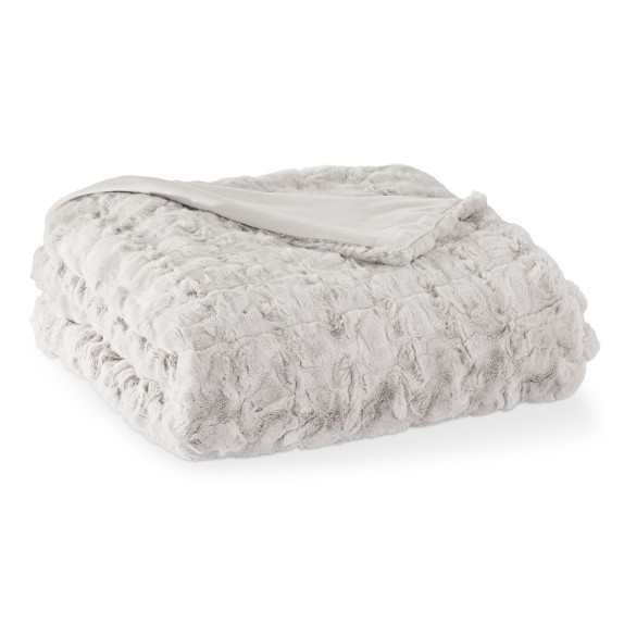 Oversized Textured Fox Faux Fur Throw, 60