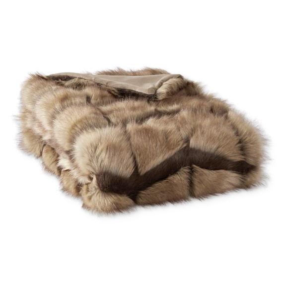 Chevron Wolf Faux Fur Throw, 50