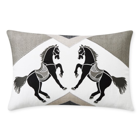 Malin Linen Applique And Embroidered Lumbar Pillow Cover, 14