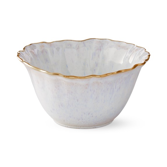 Ruffled Gold Rim Cereal Bowls, Set of 4