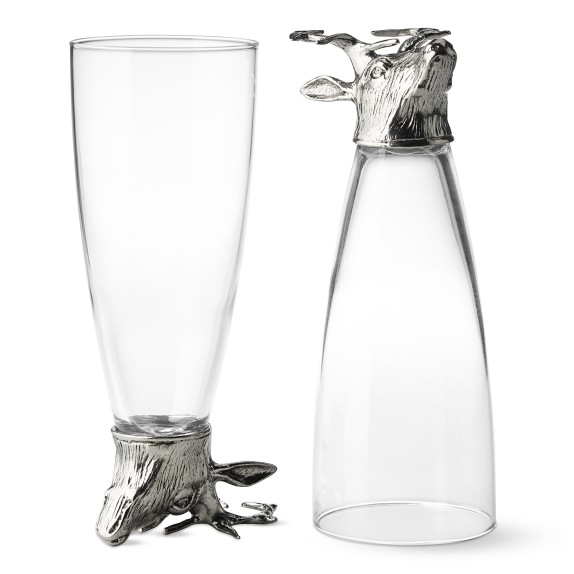 Valpeltro Pewter Goblets, Set of 2, Deer