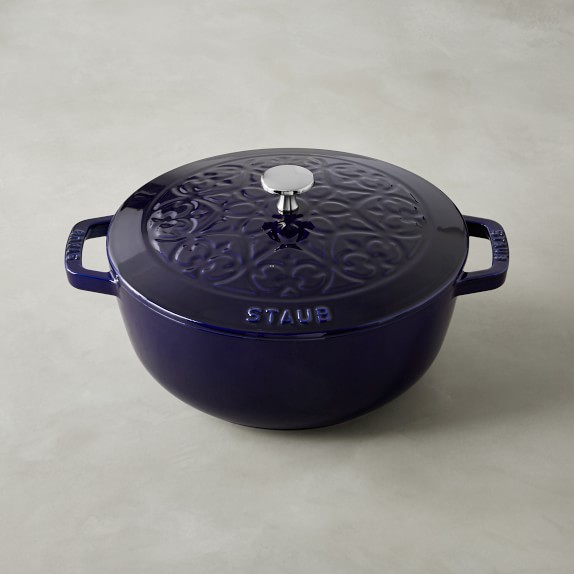 Staub Cast-Iron Essential Lily Embossed French Oven, 3 3/4-Qt., Sapphire