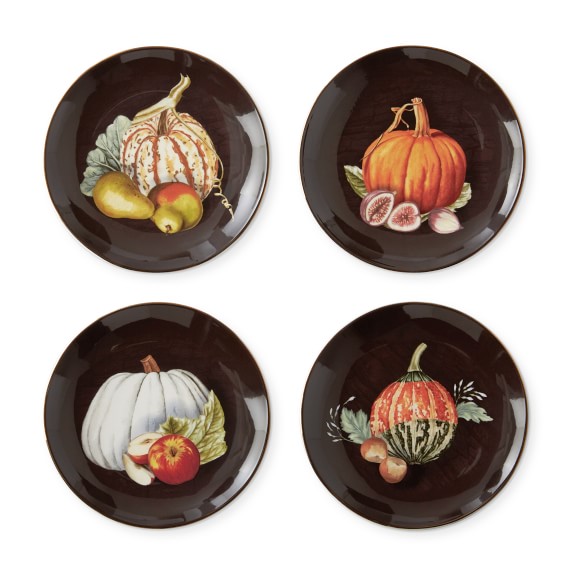Harvest Pumpkin Mixed Appetizer Plates, Set of 4