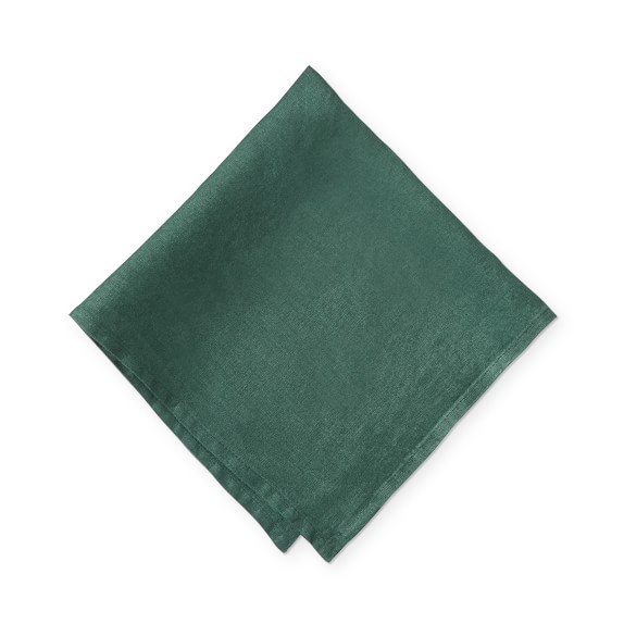 Washed Linen Napkins, Set of 4, Evergreen