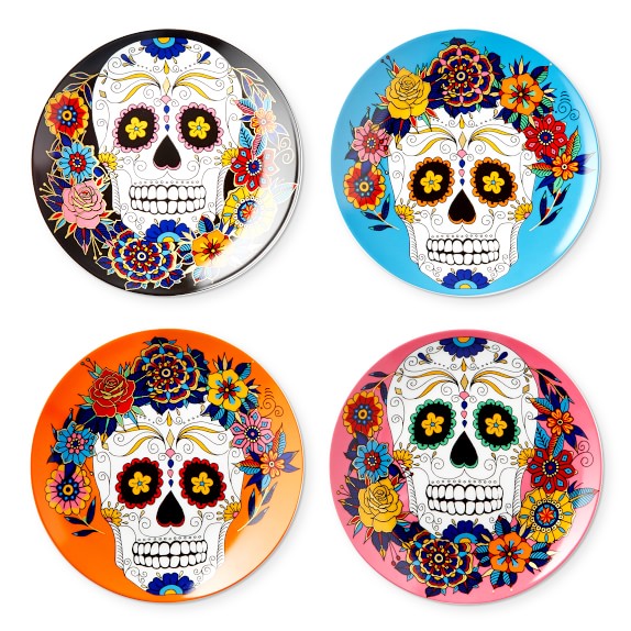 Day of the Dead Salad Plates, Set of 4, Mixed