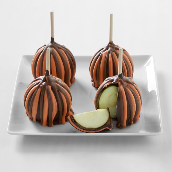 Halloween Mini Triple Chocolate Caramel Apples, Set of 4