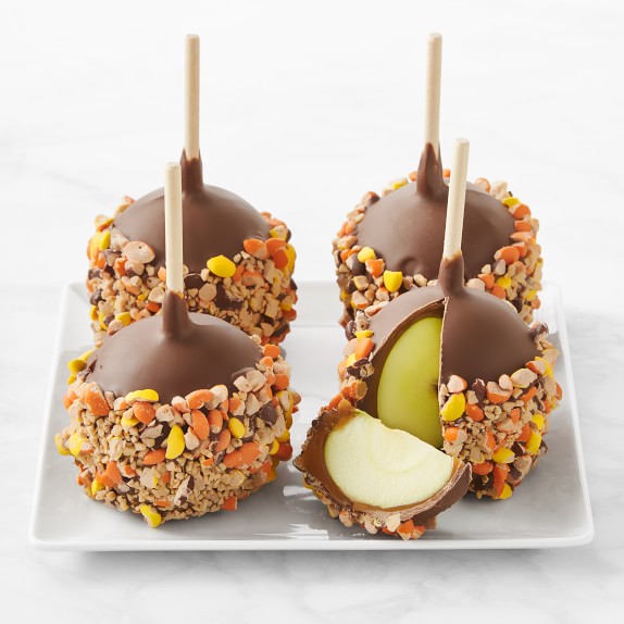 Halloween Trick Or Treat Petite Caramel Apples, Set of 4, Immediate Delivery
