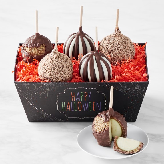 Halloween Petite Caramel Apples In Happy Halloween Gift Tray, Set of 6
