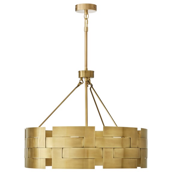 Colfax Woven Metal Round Pendant, Antique Brass, Small