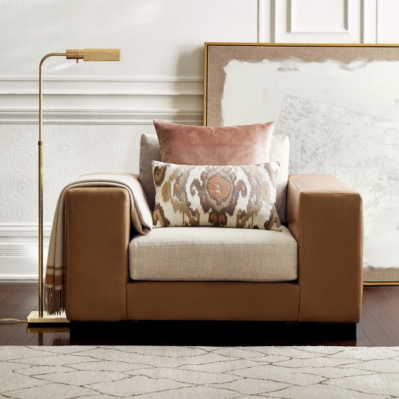 Yountville Combo Belgian Linen Italian Distressed Leather Chair