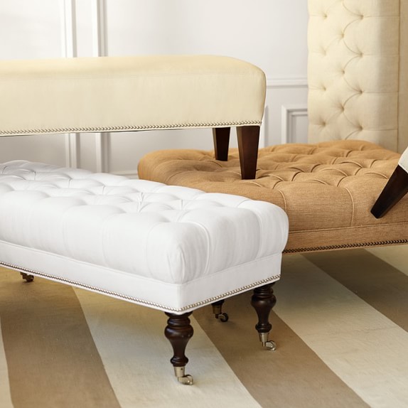 Fairfax Large Bench Ottoman, Tapered Leg with Smooth Top Williams Sonoma