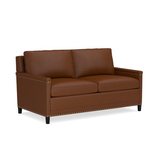 Addison 69 Sleeper Sofa Nailhead Standard Cushion Pebbled Leather White