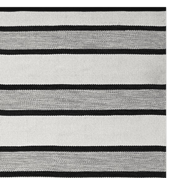 Perennials Awning Stripe Indoor Outdoor Rug Black