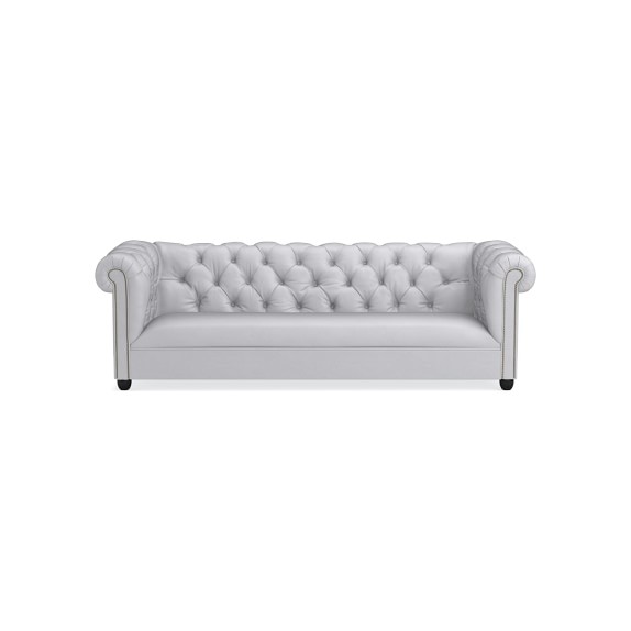 Bond Chesterfield Sofa Como Leather Grey Antique Brass