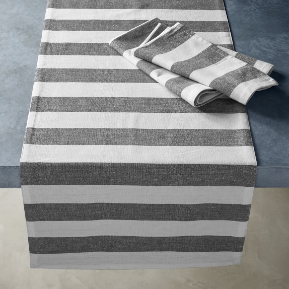 Open Kitchen by Williams Sonoma Chambray Table Runner, Black & White