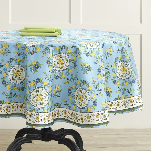 Aerin Seville Oilcloth Round Outdoor Tablecloth 70