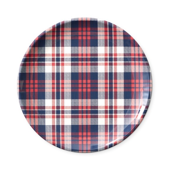 Newport Plaid Outdoor Melamine Salad Plate, Set of 4