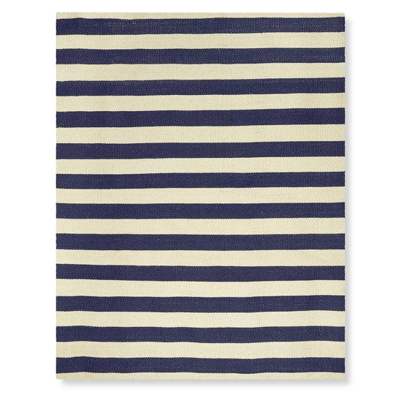 Nantucket Stripe Natural Fiber Rug, 6x9', Navy/Ivory