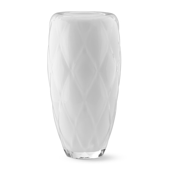 White Glass Quilted Vase