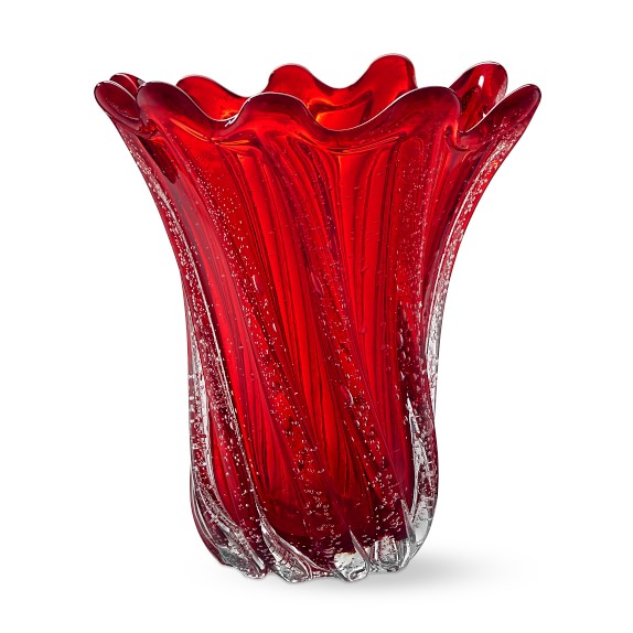 AERIN Red Glass Bubble Vase, Medium