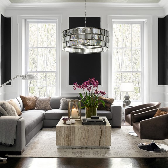 Travertine Square Coffee Table Stainless Steel