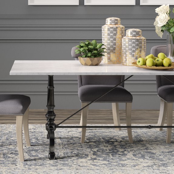 La Coupole Rectangular Iron Bistro Table With Marble Top La Coupole Rectangular Iron Bistro Table With Marble Top