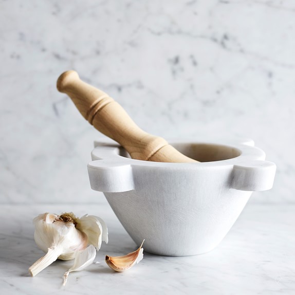 Carrara marble mortar and pestle