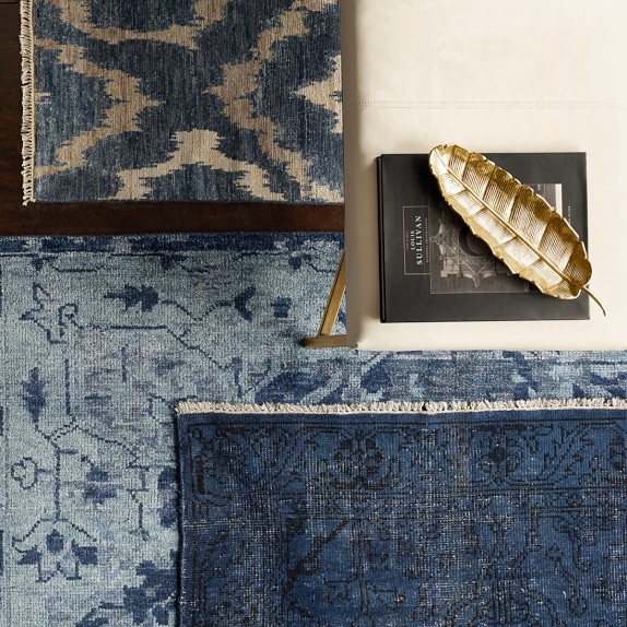 Mystic Medallion Hand Knotted Blue Silk Rug Williams Sonoma