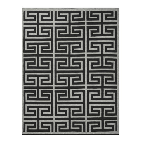 Perennials Greek Key Indoor Outdoor Rug Black