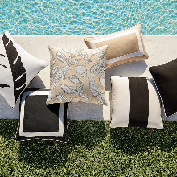 Sunbrella Solid Outdoor Pillow with Piping Black Williams Sonoma