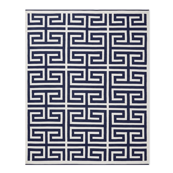 Perennials Greek Key Indoor Outdoor Rug Navy